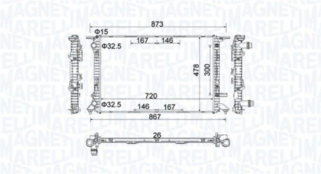 Радіатор системи охолодження MAGNETI MARELLI 350213152100 (фото 1)