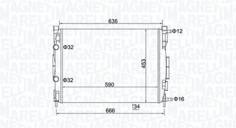 Радиатор охлаждения Renault Megane II 1.5-1.9 dCi 02- MAGNETI MARELLI 350213153500 (фото 1)