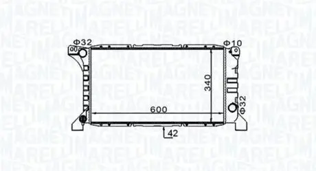 Радіатор двигуна (мкпп) FORD TRANSIT, TRANSIT TOURNEO 2.4D/2.5D 06.94-12.00 MAGNETI MARELLI 350213154200
