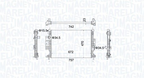 Радіатор охолодження Ford Focus III 1.5EcoBoost/2.0TDCi 14- MAGNETI MARELLI 350213155300