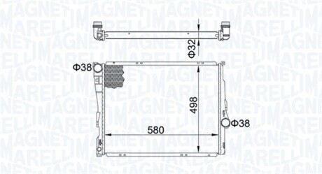 Радіатор охолодження BMW X3 (E83) 2.0-3.0 04-11 (N46/M47/M54/N52/M57) MAGNETI MARELLI 350213163600