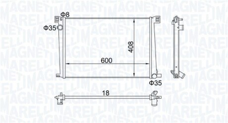 Радиатор охлаждения Mini Cooper/One 1.4/1.6 07-14 (N16/1N8) MAGNETI MARELLI 350213168600