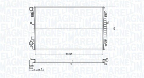 Радиатор охлаждения VW Passat/Golf VII 12- (410.8x24x650) d=32.5mm MAGNETI MARELLI 350213173400