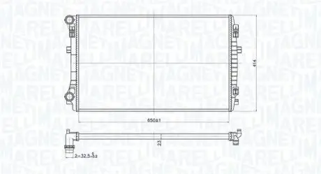 Радиатор охлаждения VW Passat/Golf VII 12- (410.8x24x650) d=32.5mm MAGNETI MARELLI 350213173400