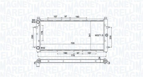 Радиатор охлаждения VW T4 2.5TDI 90-03 MAGNETI MARELLI 350213174600 (фото 1)