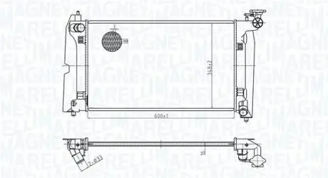 Радиатор охлаждения Toyota Avensis/Corolla 1.4/1.8 01-09 MAGNETI MARELLI 350213178300