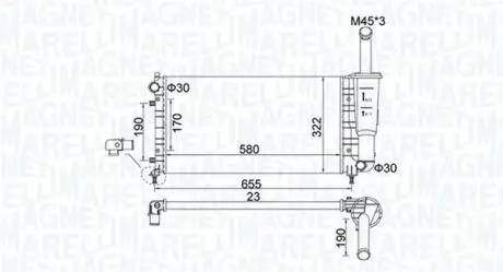 Радіатор двигуна (мкпп) FIAT IDEA, LANCIA YPSILON 1.2 10.03- MAGNETI MARELLI 350213183600