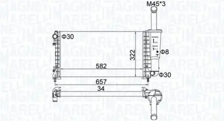 Радіатор двигуна (мкпп) FIAT IDEA, LANCIA MUSA, YPSILON 1.4/1.4LPG 10.03- MAGNETI MARELLI 350213183700