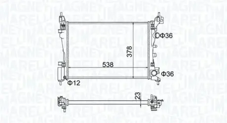 Радіатор двигуна OPEL CORSA D, CORSA D/HATCHBACK 1.0-1.4LPG 07.06-08.14 MAGNETI MARELLI 350213186700