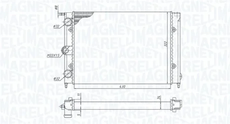 VW Радіатор охолодження GOLF II 83- MAGNETI MARELLI 350213187300