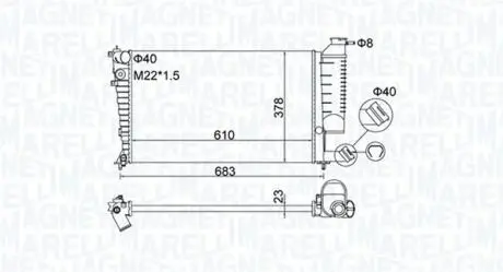 Радіатор двигуна (мкпп) CITROEN XSARA, XSARA/HATCHBACK, ZX, PEUGEOT 306, 306/HATCHBACK 1.1-2.0 03.91-08.05 MAGNETI MARELLI 350213189500