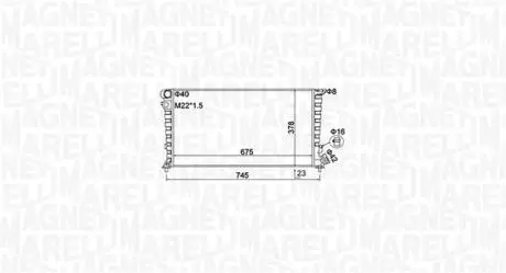 Радіатор двигуна (мкпп) CITROEN BERLINGO, BERLINGO/MINIVAN, XSARA, XSARA/HATCHBACK, PEUGEOT 306, PARTNER, PARTNER/MINIVAN 1.8D/1.9D 05.93-12.11 MAGNETI MARELLI 350213195100