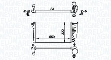 FIAT Радіатор системи охолодження двигуна PANDA 1.2, 1.4 07- MAGNETI MARELLI 350213196200