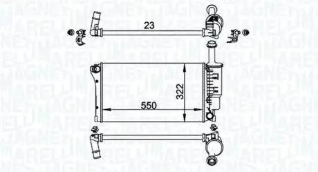 FIAT Радіатор системи охолодження двигуна PANDA 1.2, 1.4 07- MAGNETI MARELLI 350213196200