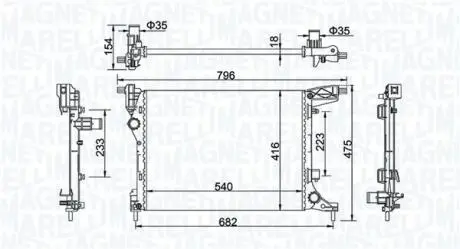 Радіатор двигуна FIAT 500L 1.4 09.12- MAGNETI MARELLI 350213203300