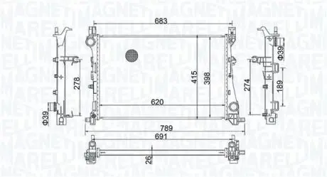 Радіатор двигуна FIAT 500L 1.6D 09.13- MAGNETI MARELLI 350213203400