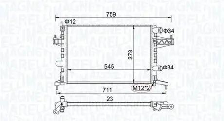 Радиатор, охлаждение двигателя MAGNETI MARELLI 350213829000