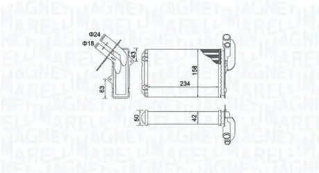 RENAULT радіатор опалення R19 I,II,Clio I, MAGNETI MARELLI 350218405000