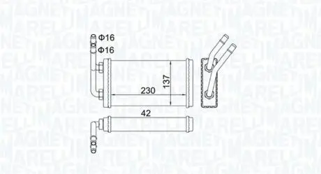 Радіатор пічки FORD TRANSIT, TRANSIT TOURNEO 2.0/2.5D 06.94-12.00 MAGNETI MARELLI 350218406000