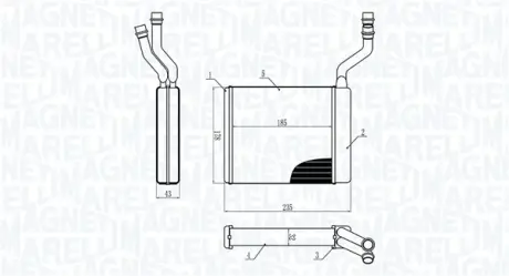 Радиатор печки Ford Focus II/KugaI/Mazda 3/5 03- (172x187x32) MAGNETI MARELLI 350218425000