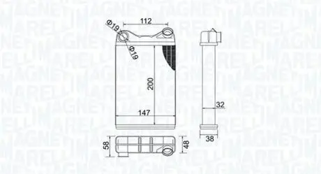 Радіатор пічки FIAT PUNTO 1.2-1.9D 09.99-03.12 MAGNETI MARELLI 350218456000