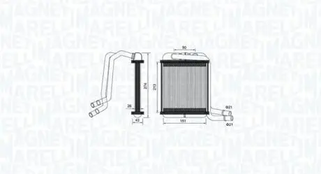 Радиатор печки VW T5/T6 1.9-2.0TDI/2.0TSI 03- MAGNETI MARELLI 350218458000