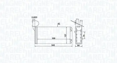 VW радіатор пічки T4 90- MAGNETI MARELLI 350218474000