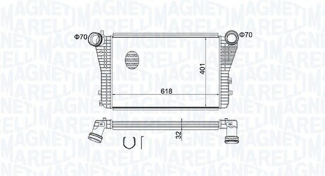 Радиатор интеркулера VW Caddy III 1.9 TDI 04-10 MAGNETI MARELLI 351319204030