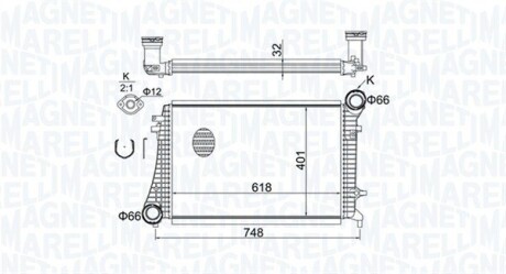 Радіатор інтеркулера VW Caddy III 1.9/2.0 TDI 04-10 MAGNETI MARELLI 351319204240