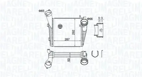 Радиатор интеркулера Audi Q7/VW Touareg 3.0/4.1 03- (L) MAGNETI MARELLI 351319204400