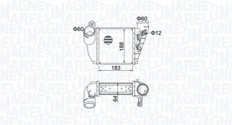 Радиатор интеркулера Skoda Octavia/VW Bora/Golf IV 1.8T/1.9TDI 97-05 MAGNETI MARELLI 351319204740