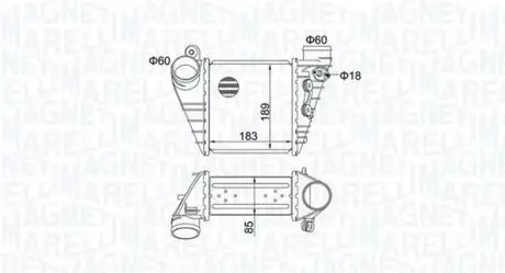 AUDI Інтеркулер A3, Golf, Skoda Octavia 1.8T/1.9TDI 96- MAGNETI MARELLI 351319204830