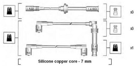 Проволока зажигания, набор MAGNETI MARELLI 941045400525 (фото 1)