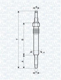 Свеча накаливания MAGNETI MARELLI UX16A (фото 1)