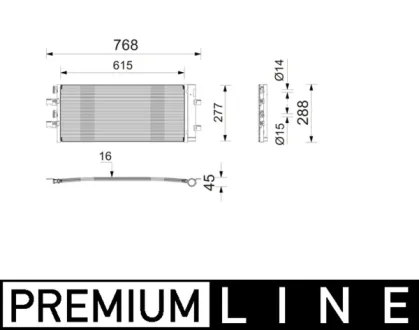 Конденсатор кондиціонера (з осушувачем) BMW 1 (F40), 2 GRAN COUPE (F44), X2 (F39), MINI CLUBMAN (F54), COUNTRYMAN (F60) 2.0 11.18- MAHLE / KNECHT AC1214000P