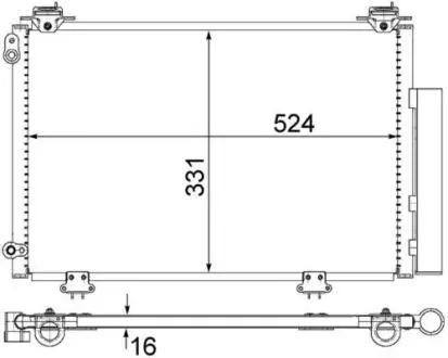 Конденсатор кондиціонера (з осушувачем) TOYOTA YARIS, YARIS VERSO 1.0-1.5 04.99-11.05 MAHLE / KNECHT AC292000S