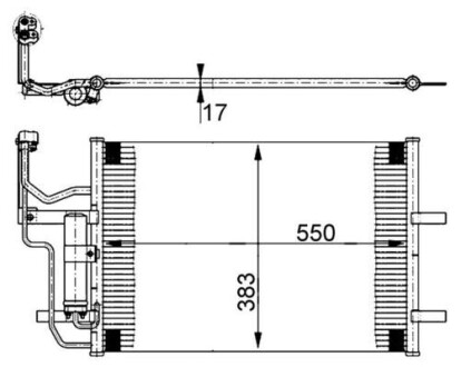 Радіатор кондиціонера MAZDA 3 03- 550X383X17 Z OSUSZACZEM MAHLE / KNECHT AC386000S