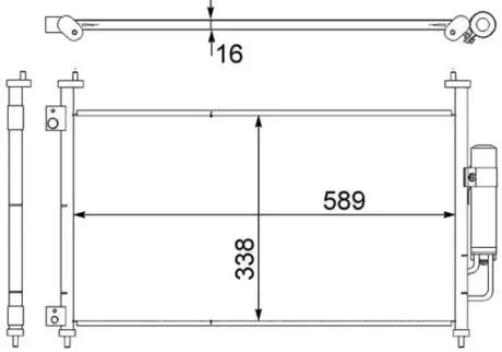 Конденсатор кондиціонера (з осушувачем) HONDA CIVIC VIII 1.3-2.2D 09.05-12.12 MAHLE / KNECHT AC464000S