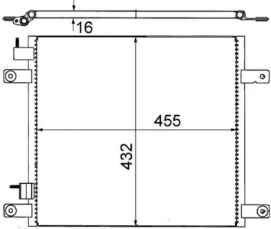 Конденсатор кондиціонера 467x437x16 DAF 65 CF, 75 CF, 85 CF, CF 65, CF 75, CF 85 02.98-12.20 MAHLE / KNECHT AC705000S