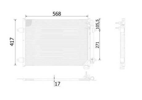 Радіатор кондиціонера VW CC/Passat 1.4-3.6 07-16 (417x568x17) MAHLE MAHLE / KNECHT AC 734 000S