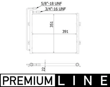 Конденсатор кондиціонера 351x391x22 MASSEY FERGUSON 8000 11.08-12.12 MAHLE / KNECHT AC940000P