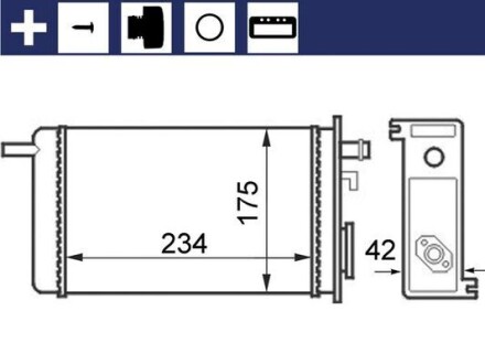 Радіатор пічки Renault Trafic -01 MAHLE MAHLE / KNECHT AH 44 000S (фото 1)