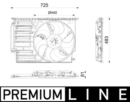 Вентилятор радіатора (з корпусом) BMW 2 (F45), 2 GRAN TOURER (F46), 2 GRAN TOURER VAN (F46), X1 (F48), X2 (F39), MINI CLUBMAN (F54), COUNTRYMAN (F60) 1.5D/2.0D 03.14- MAHLE / KNECHT CFF669000P