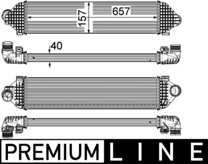 Інтеркулер VOLVO S60 II, S80 II, V40, V60 I, V70 III, FORD GALAXY II, MONDEO III, MONDEO IV, S-MAX 1.6/1.6ALK/2.2D 09.04-12.16 MAHLE / KNECHT CI248000P