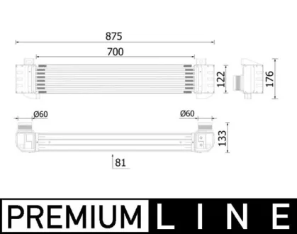 Інтеркулер DS DS 4, DS 5, CITROEN DS4, DS5, PEUGEOT 308, 308 I, RCZ 5FU(EP6CDTX)-EP6CDTX 06.10-12.18 MAHLE / KNECHT CI619000P