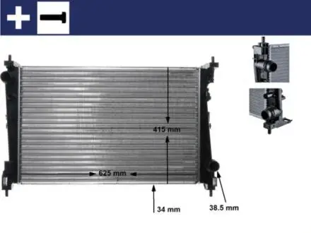 Радіатор двигуна (мкпп) ABARTH GRANDE PUNTO, PUNTO, PUNTO EVO, ALFA ROMEO MITO, FIAT BRAVO II, GRANDE PUNTO, PUNTO EVO, PUNTO EVO/HATCHBACK, LANCIA DELTA III, OPEL CORSA B, CORSA D 1.3D-1.9D 09.94- MAHLE / KNECHT CR1112000S
