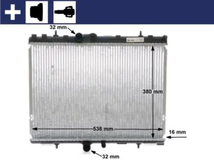 Радіатор двигуна CITROEN BERLINGO/MINIVAN, PEUGEOT 307, 307/KOMBI, PARTNER, PARTNER/MINIVAN 1.6/1.6D/2.0D 08.00- MAHLE / KNECHT CR1501000S