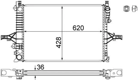 Радіатор двигуна (мкпп) VOLVO C70 I, S60 I, S80 I, V70 II, XC70 I 2.0-3.0 03.97-04.10 MAHLE / KNECHT CR1546000S