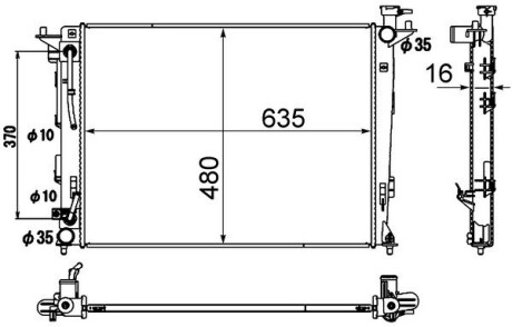 Радіатор охолодження Hyundai ix35/Kia Sportage 1.6-2.4 10- MAHLE / KNECHT CR1890000S