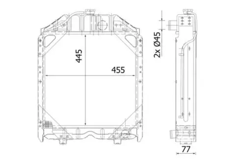 Радіатор двигуна CASE IH 80 2WD, 80 4WD, 90 2WD, 90 4WD, FIAT 400 2WD, 420, 450 2WD, 450 4WD, 466 2WD, 466 4WD, 480, 480 DT, 480 V, 500, 500 DT, 500 DT SPECIAL, 540, 540 DT, 550, 550 DT MAHLE / KNECHT CR2280000S